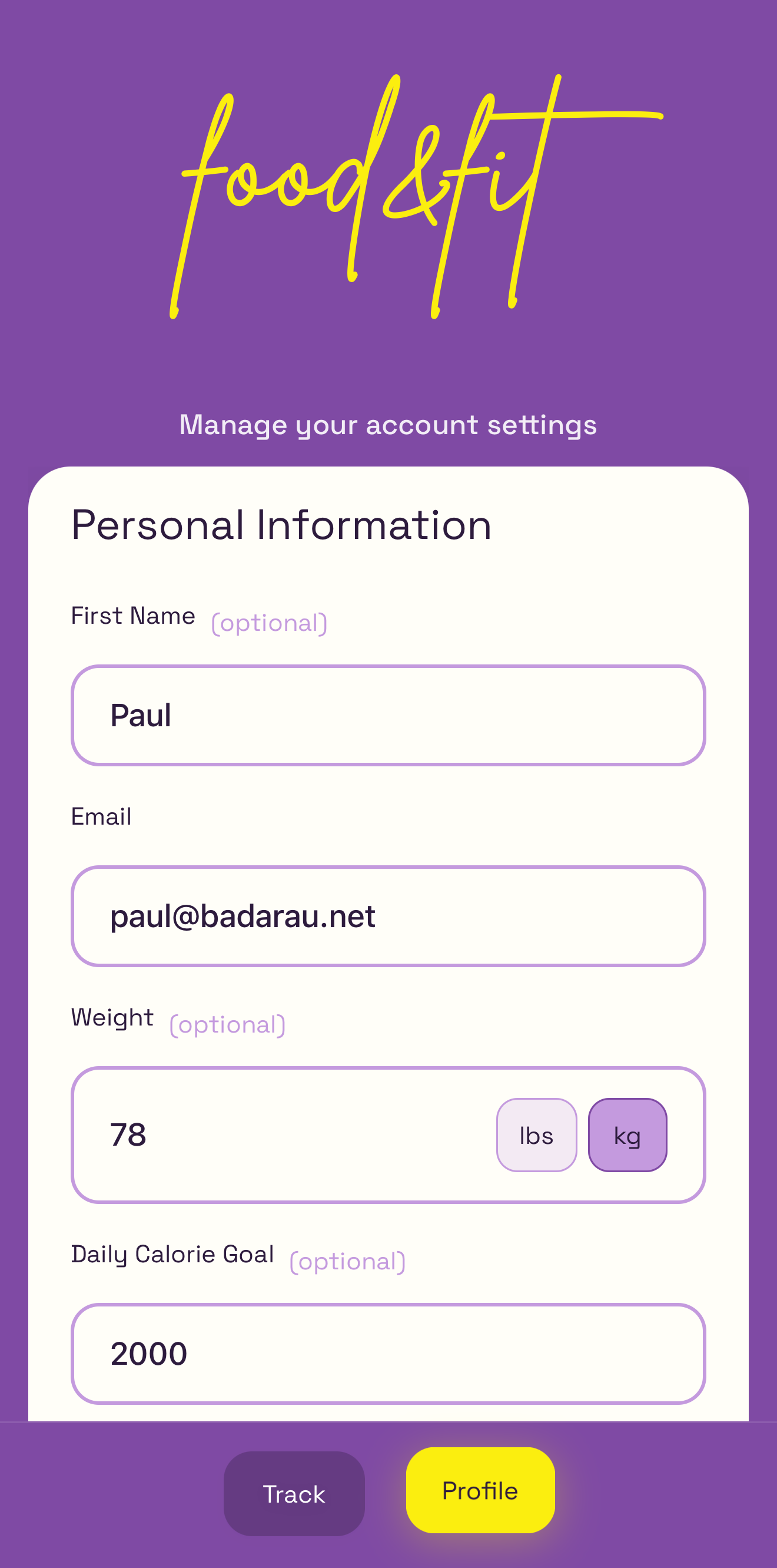 Natural language food tracking interface